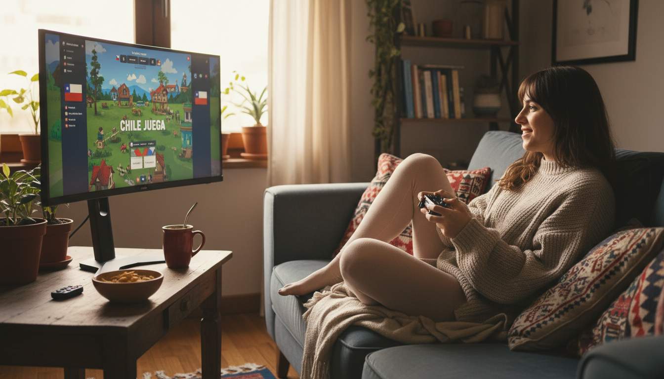 Mujer explorando juegos en línea