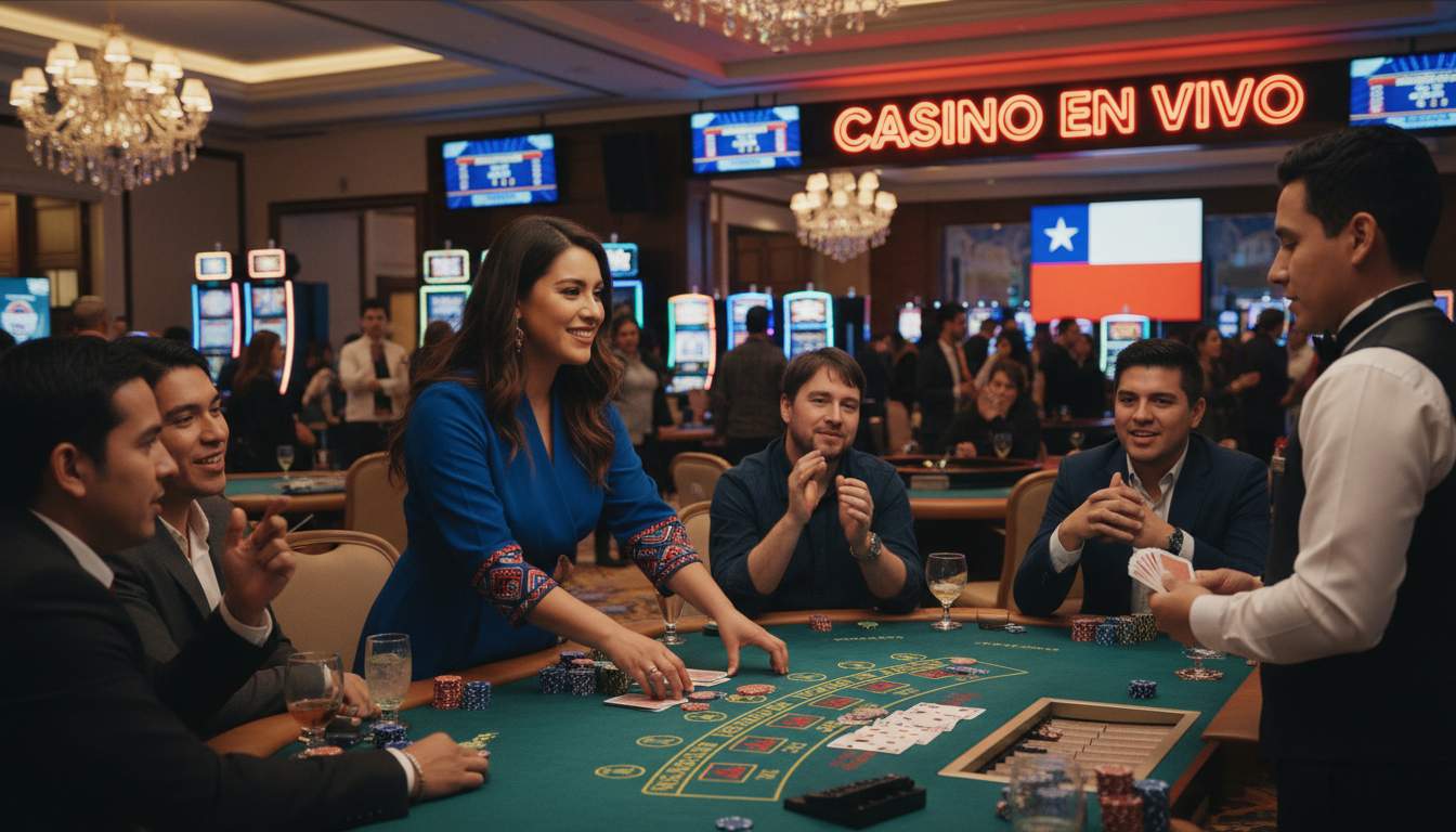 Mujer jugando en un casino en vivo