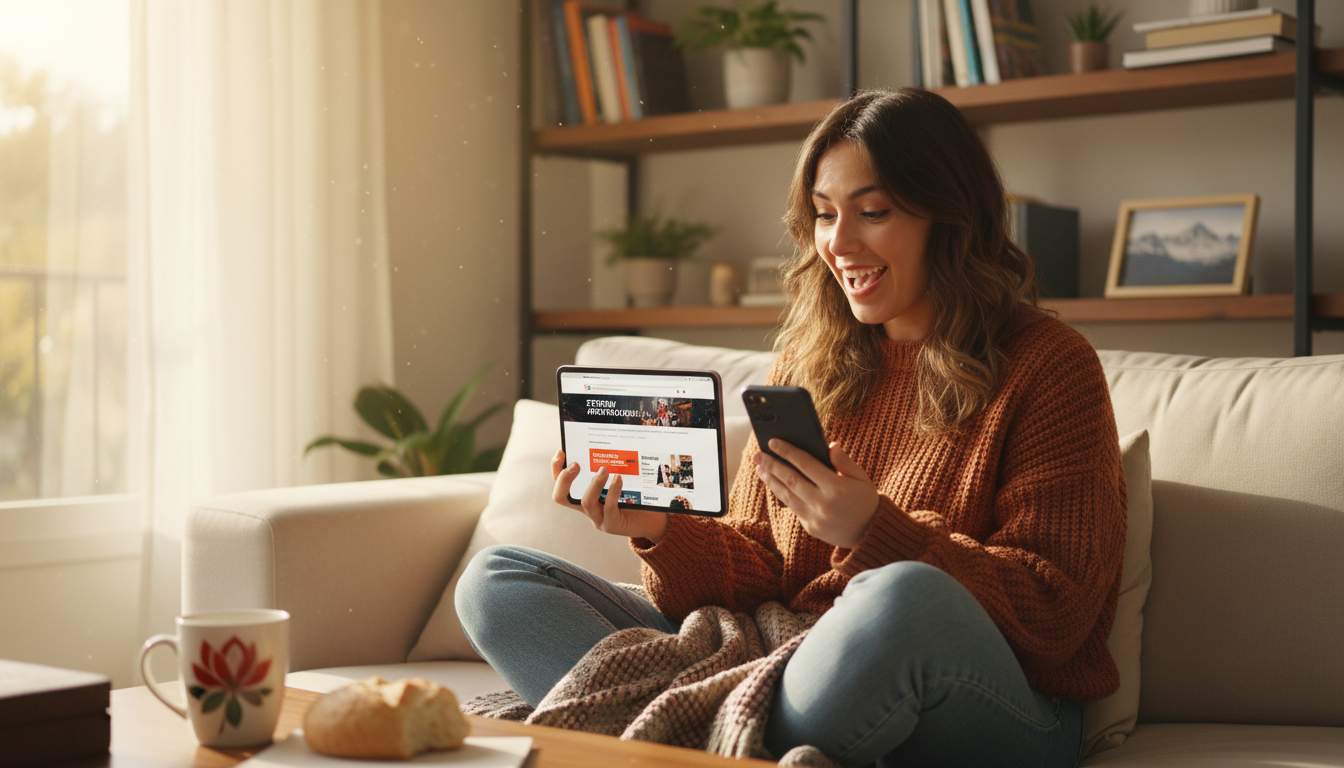 Mujer revisando promociones en línea